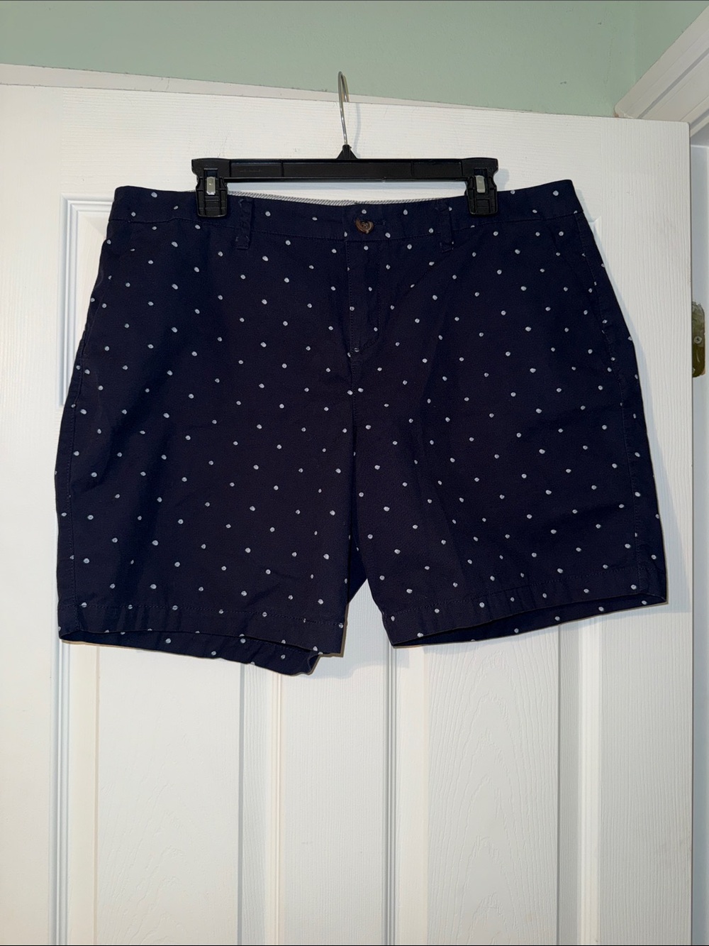 Old Navy Navy Blue Polka Dot Flat-Front Shorts